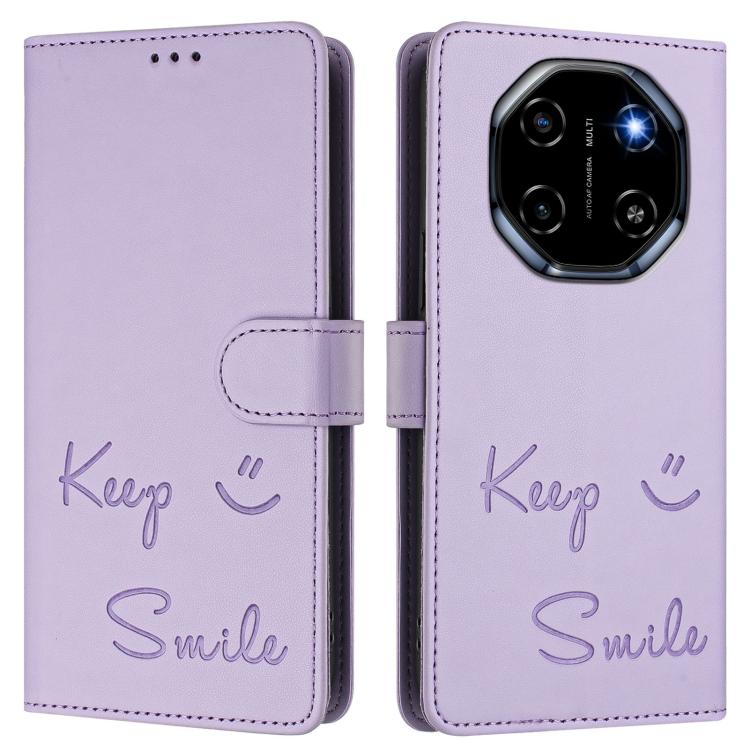 For Blackview Shark 6 Smile Embossing RFID Leather Phone Case