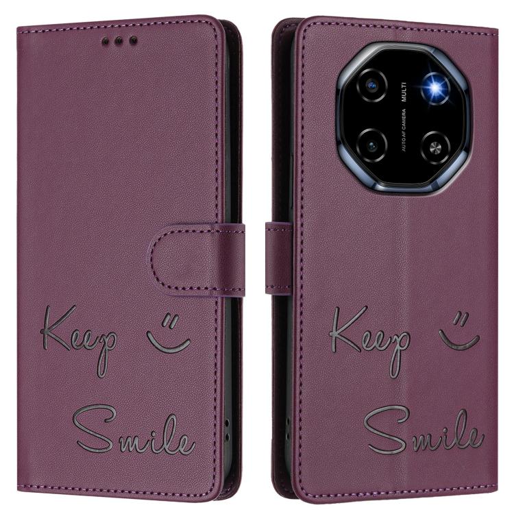 For Blackview Shark 6 Smile Embossing RFID Leather Phone Case