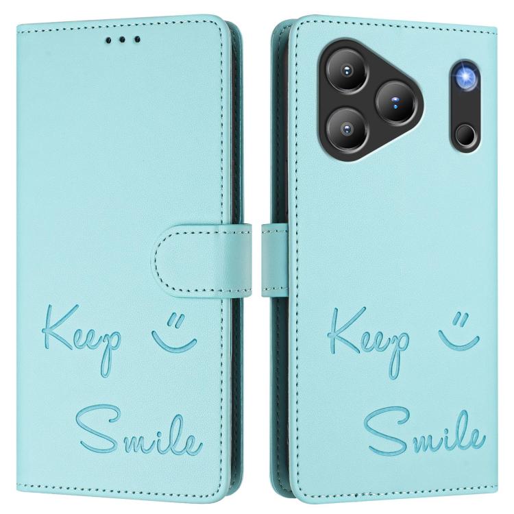 For Blackview Wave 7C Smile Embossing RFID Leather Phone Case