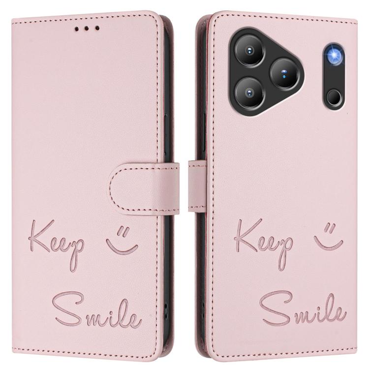 For Blackview Wave 7C Smile Embossing RFID Leather Phone Case