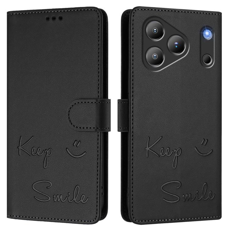 For Blackview Wave 7C Smile Embossing RFID Leather Phone Case