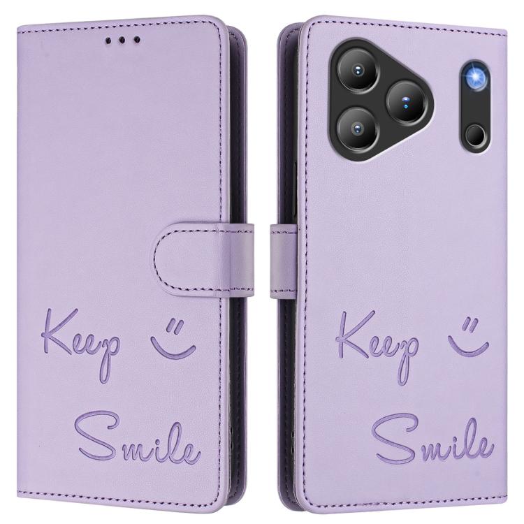 For Blackview Wave 7C Smile Embossing RFID Leather Phone Case