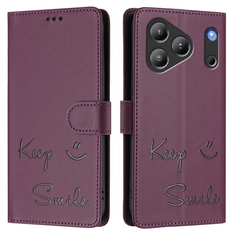 For Blackview Wave 7C Smile Embossing RFID Leather Phone Case