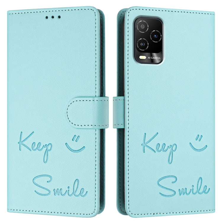 For BLU View 5 Pro Smile Embossing RFID Leather Phone Case