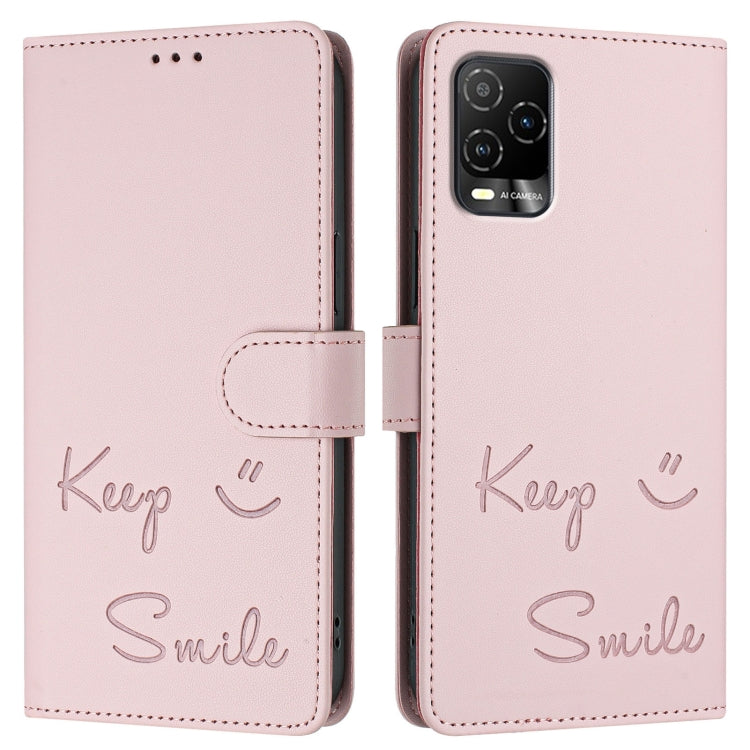 For BLU View 5 Pro Smile Embossing RFID Leather Phone Case