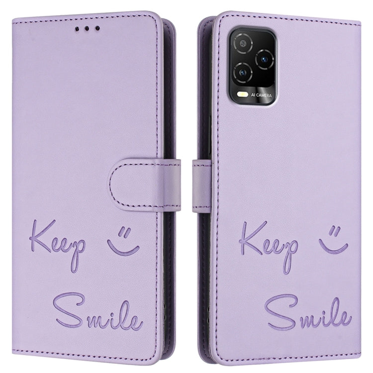 For BLU View 5 Pro Smile Embossing RFID Leather Phone Case