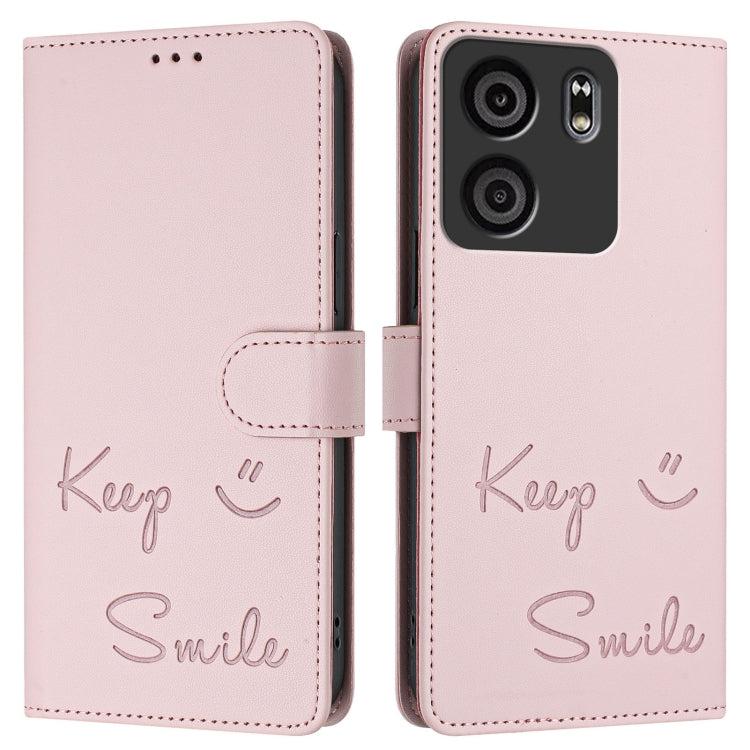 For BLU View 5 Smile Embossing RFID Leather Phone Case