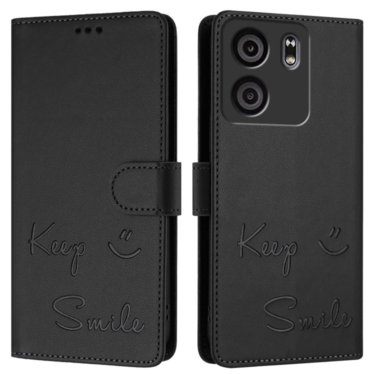 For BLU View 5 Smile Embossing RFID Leather Phone Case