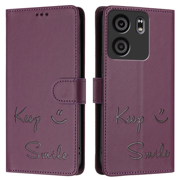 For BLU View 5 Smile Embossing RFID Leather Phone Case