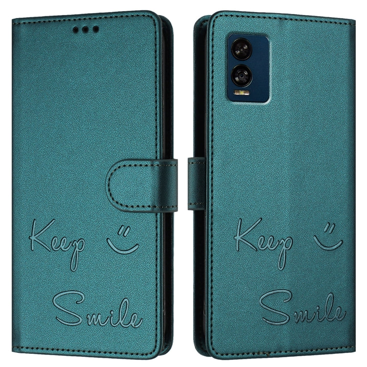 For BLU View Speed 5G Smile Embossing RFID Leather Phone Case