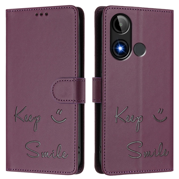 For BLU C9 Smile Embossing RFID Leather Phone Case