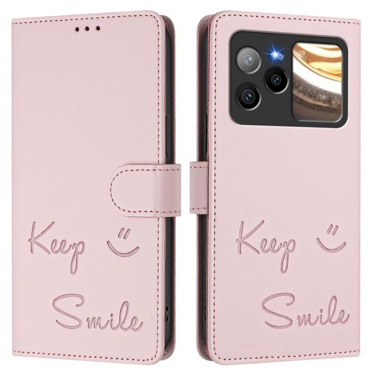 For BLU Bold N4 Smile Embossing RFID Leather Phone Case