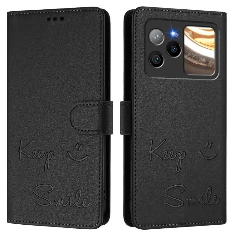 For BLU Bold N4 Smile Embossing RFID Leather Phone Case