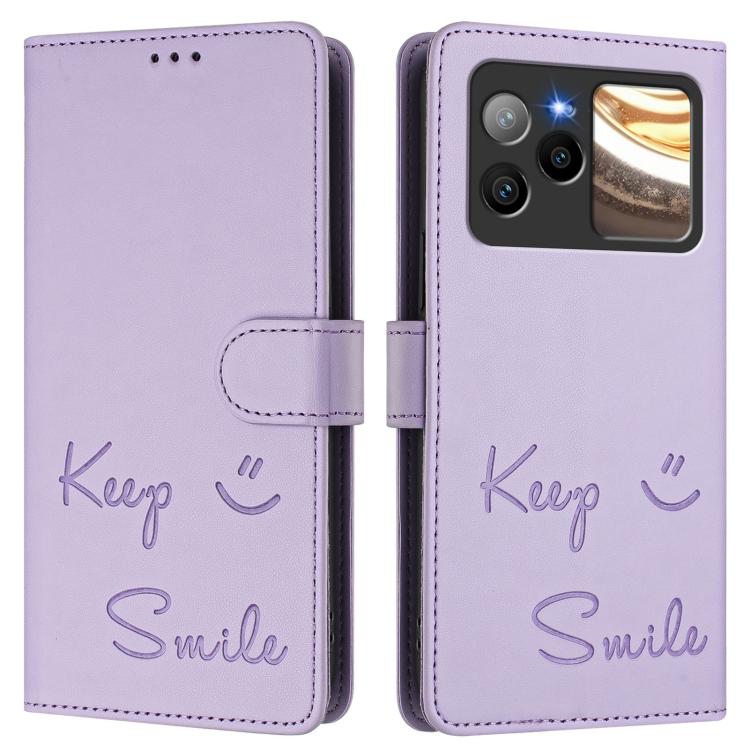 For BLU Bold N4 Smile Embossing RFID Leather Phone Case