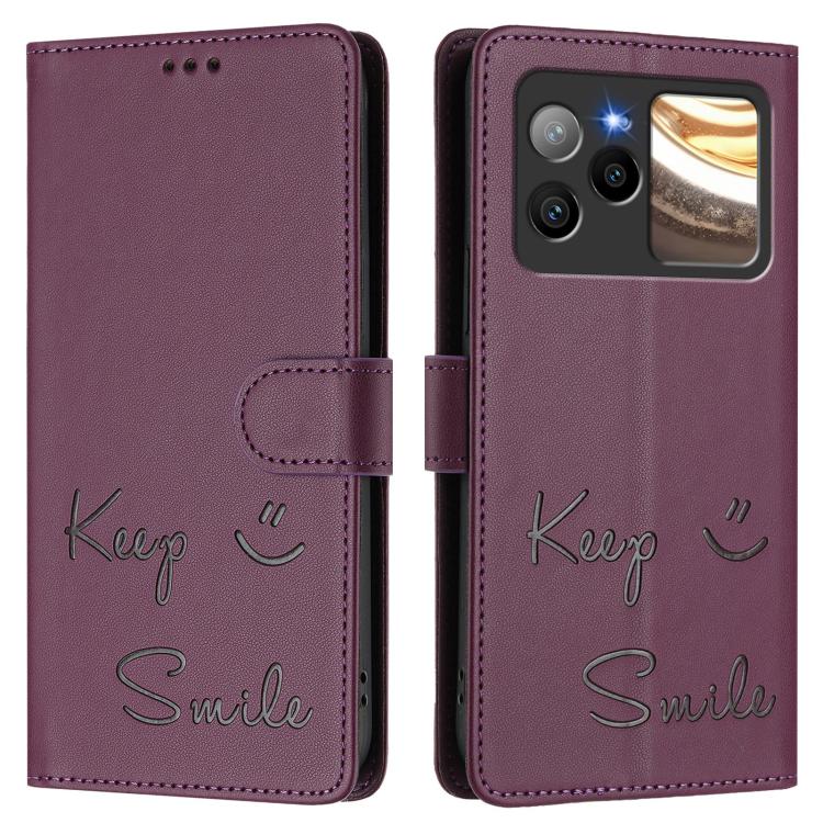 For BLU Bold N4 Smile Embossing RFID Leather Phone Case