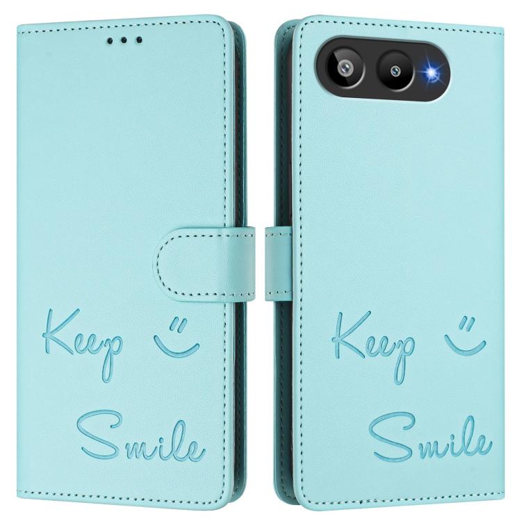 For BLU G95 Smile Embossing RFID Leather Phone Case