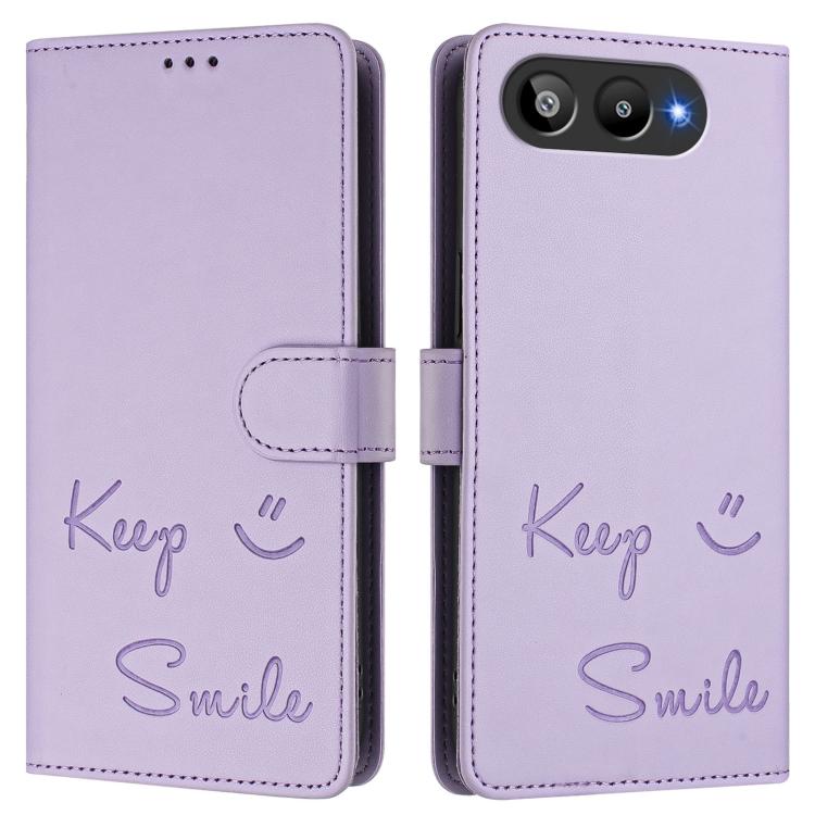 For BLU G95 Smile Embossing RFID Leather Phone Case