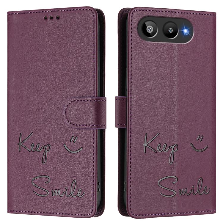 For BLU G95 Smile Embossing RFID Leather Phone Case