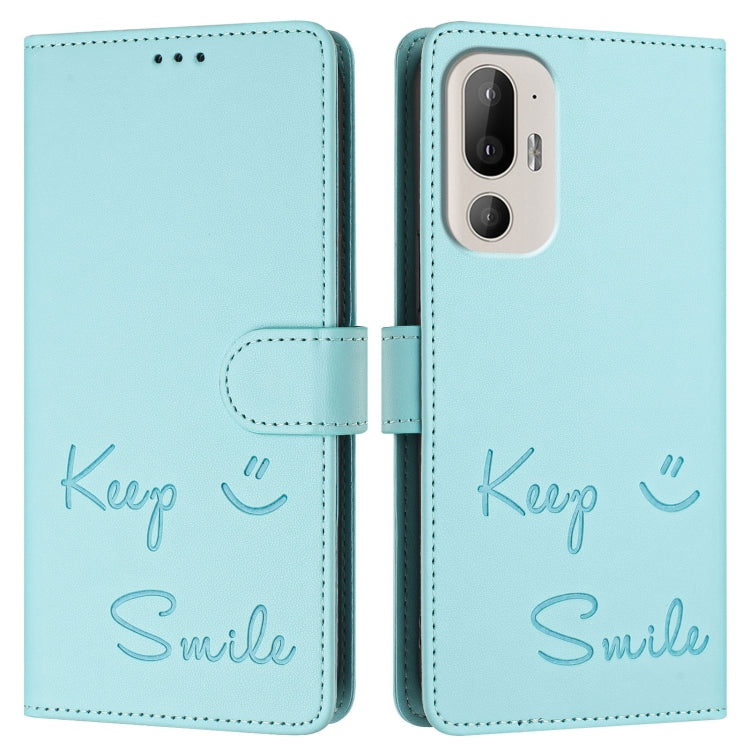 For HTC U24 Pro Smile Embossing RFID Leather Phone Case