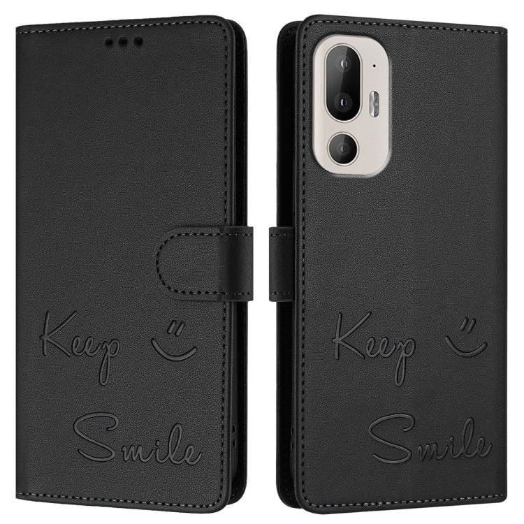 For HTC U24 Pro Smile Embossing RFID Leather Phone Case