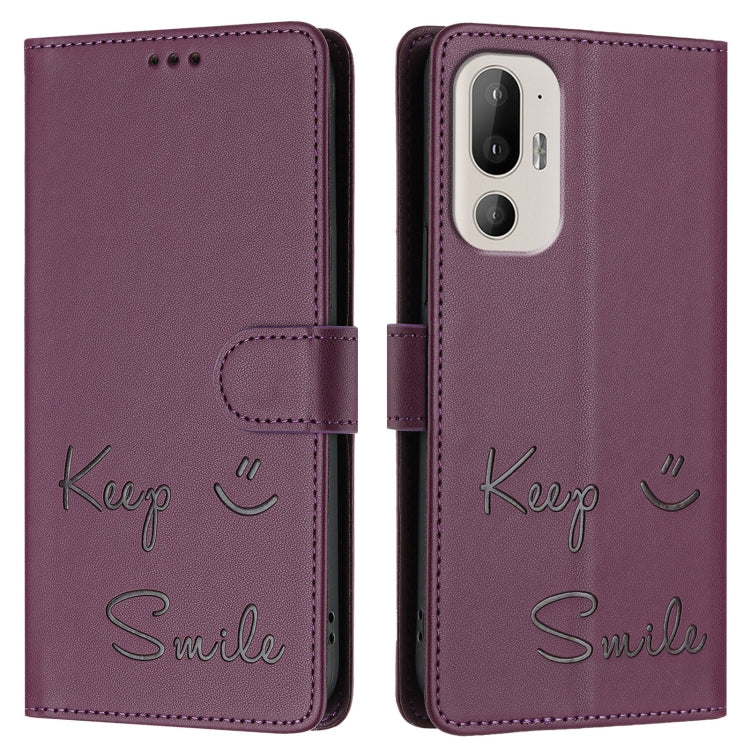 For HTC U24 Pro Smile Embossing RFID Leather Phone Case
