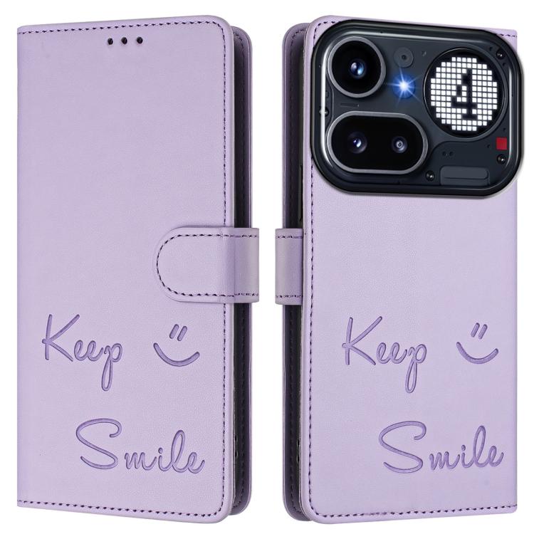 For Nothing Phone 4a Pro Smile Embossing RFID Leather Phone Case