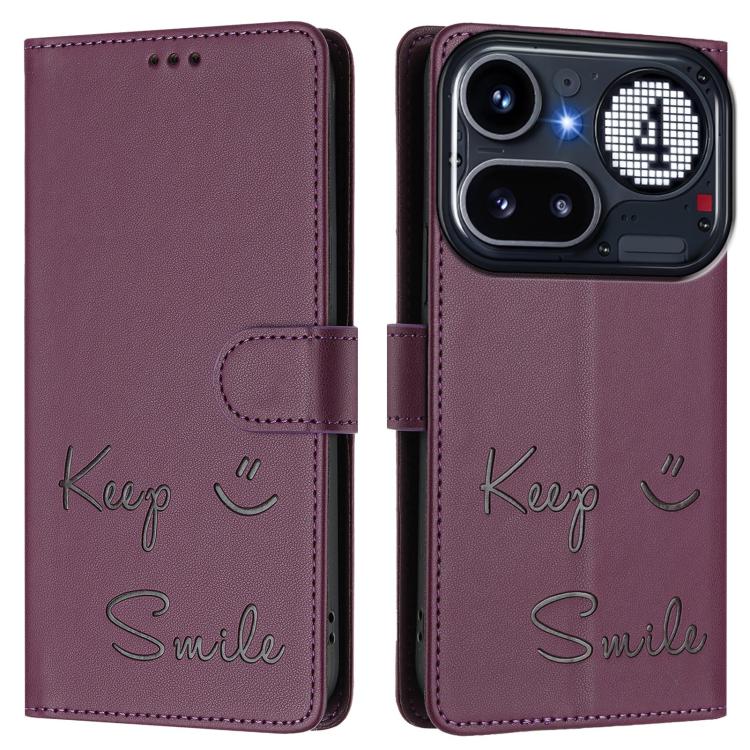 For Nothing Phone 4a Pro Smile Embossing RFID Leather Phone Case
