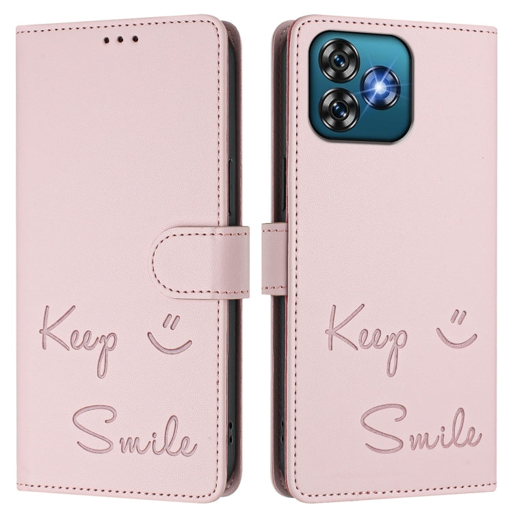 For Oukitel C53 Smile Embossing RFID Leather Phone Case