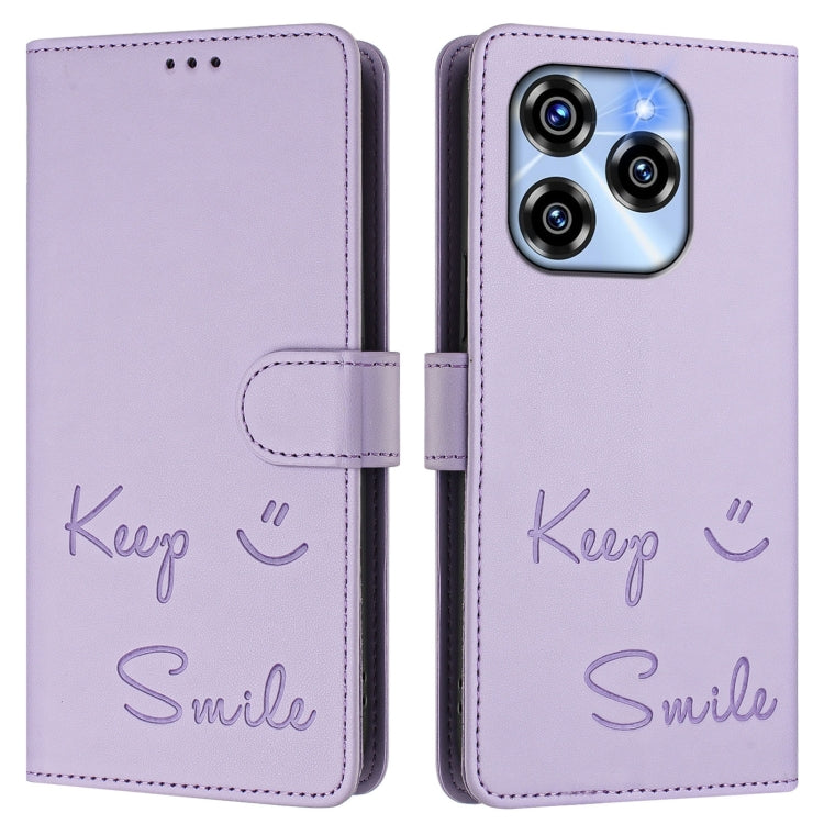 For Oukitel C50 Smile Embossing RFID Leather Phone Case