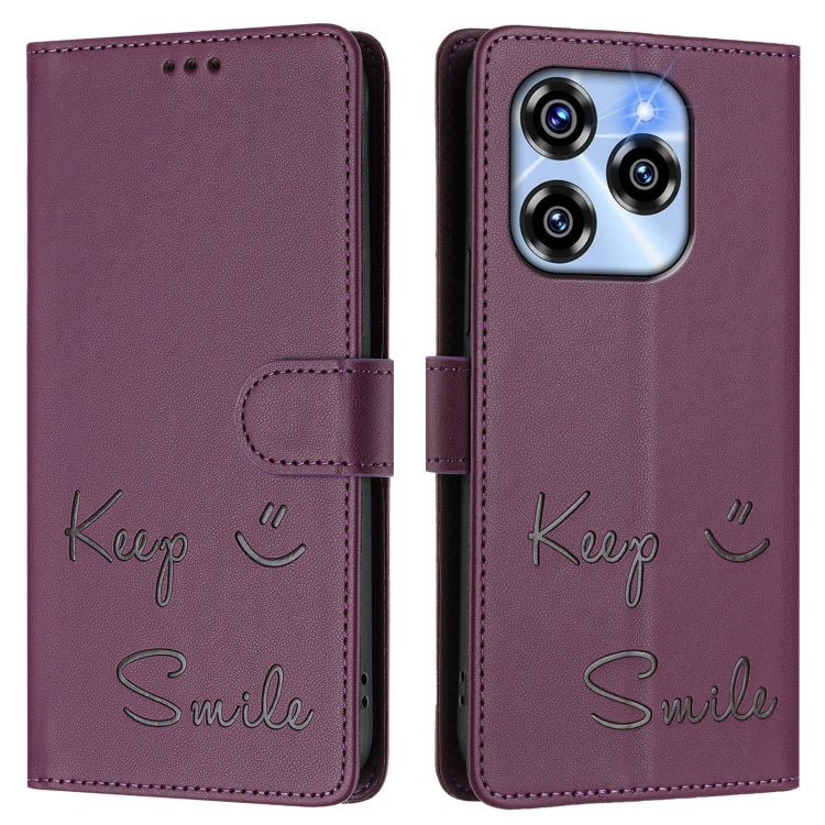 For Oukitel C50 Smile Embossing RFID Leather Phone Case