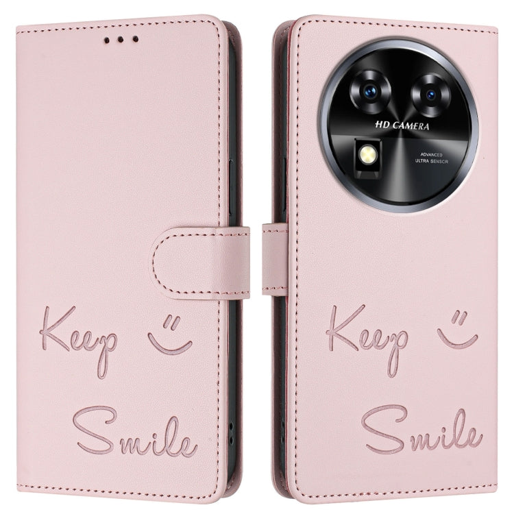 For Oukitel C37 Smile Embossing RFID Leather Phone Case