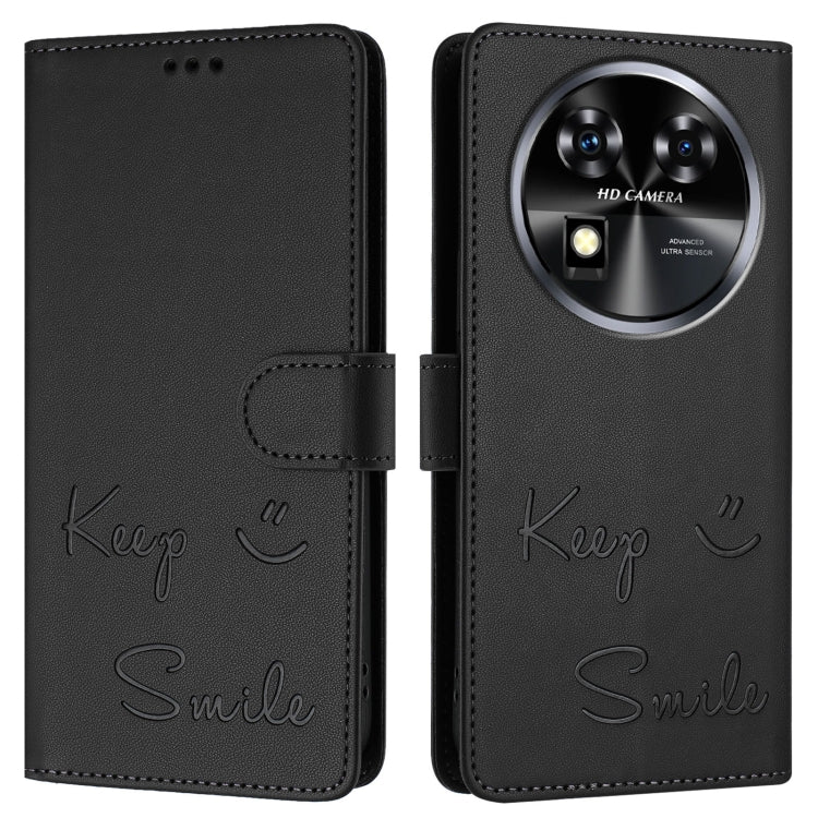For Oukitel C37 Smile Embossing RFID Leather Phone Case