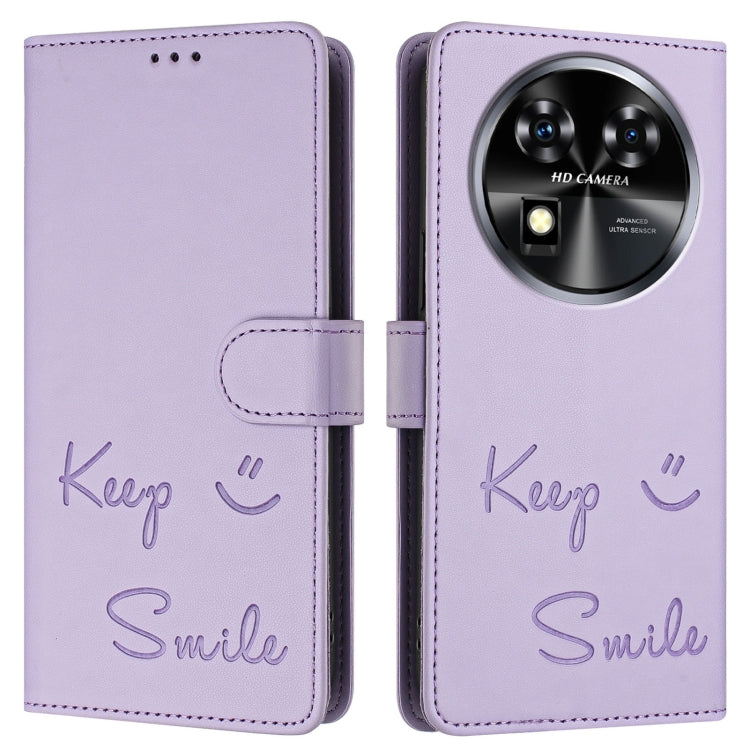 For Oukitel C37 Smile Embossing RFID Leather Phone Case