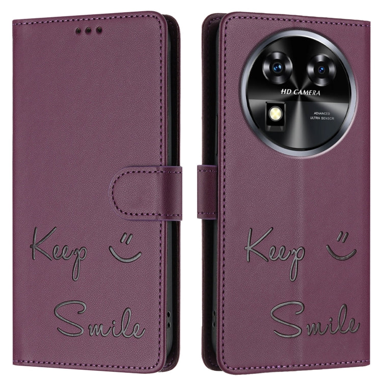 For Oukitel C37 Smile Embossing RFID Leather Phone Case