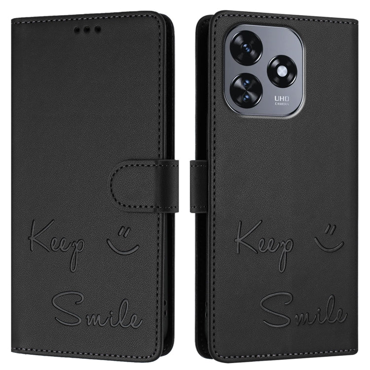 For Oukitel C51 Smile Embossing RFID Leather Phone Case
