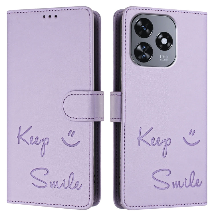 For Oukitel C51 Smile Embossing RFID Leather Phone Case