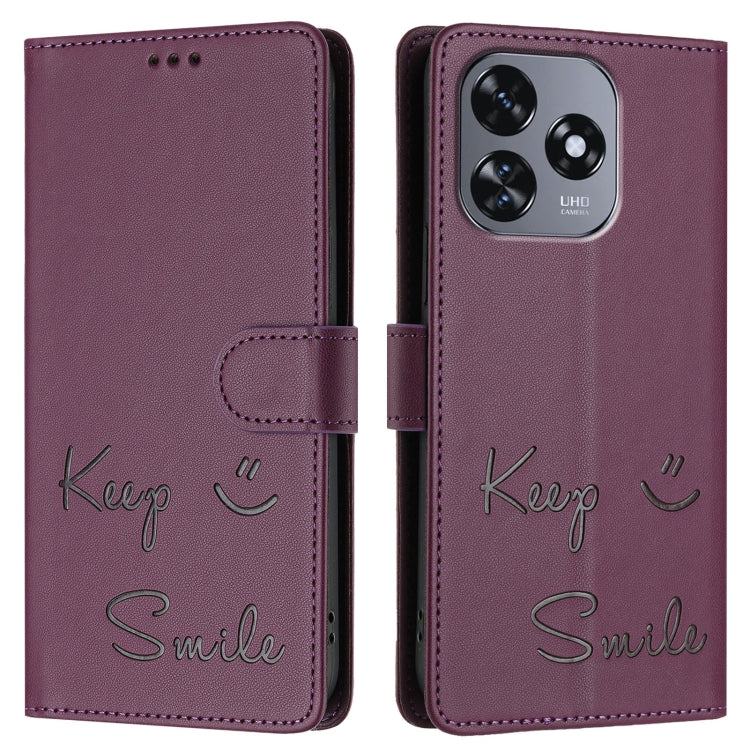 For Oukitel C51 Smile Embossing RFID Leather Phone Case