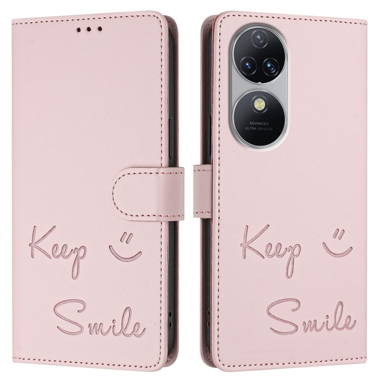 For Oukitel C38 Smile Embossing RFID Leather Phone Case