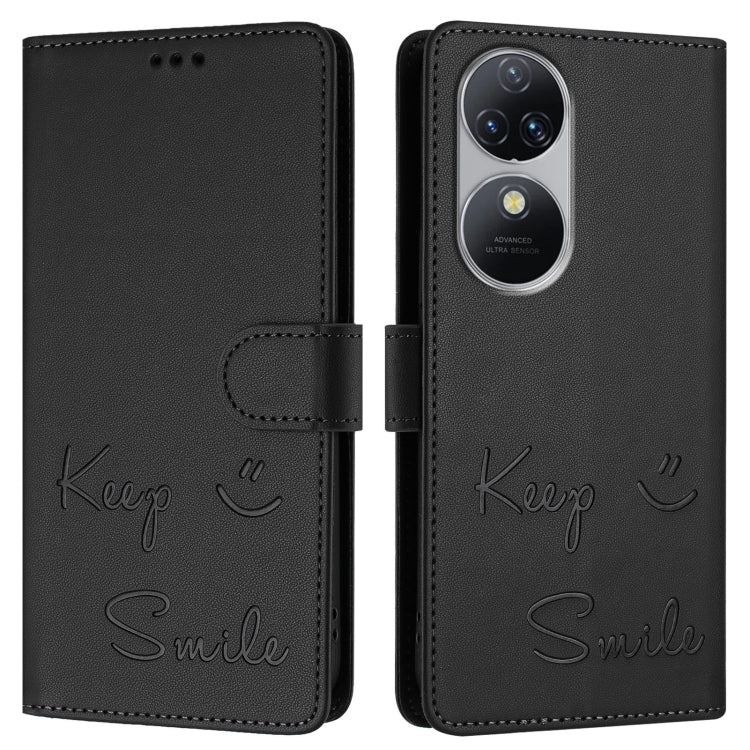 For Oukitel C38 Smile Embossing RFID Leather Phone Case