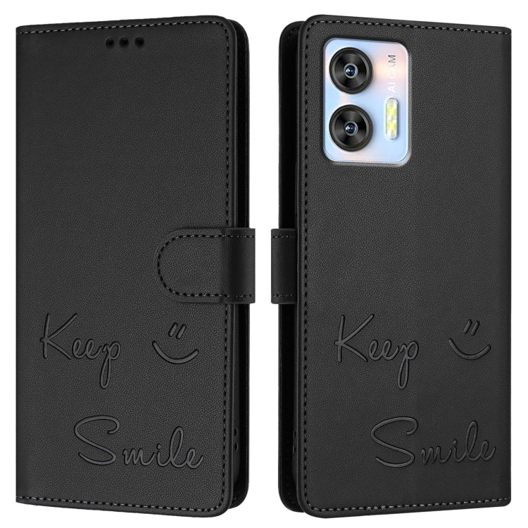 For Oukitel C36 / C35 Smile Embossing RFID Leather Phone Case