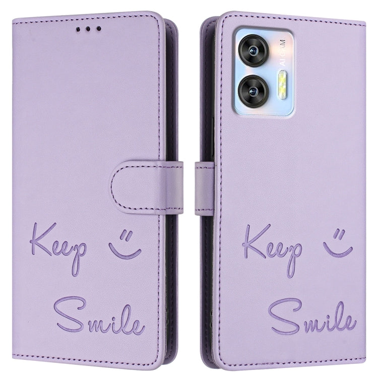 For Oukitel C36 / C35 Smile Embossing RFID Leather Phone Case