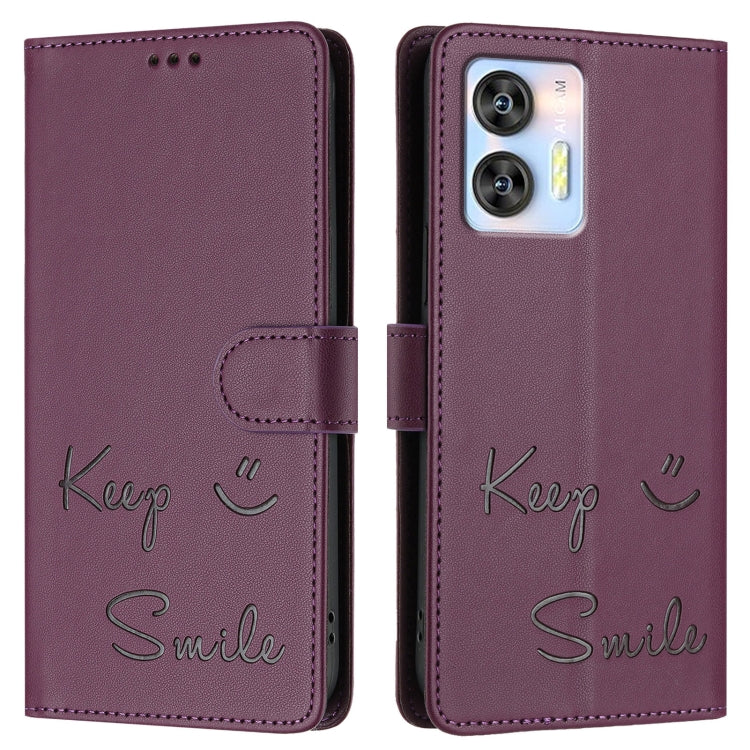 For Oukitel C36 / C35 Smile Embossing RFID Leather Phone Case