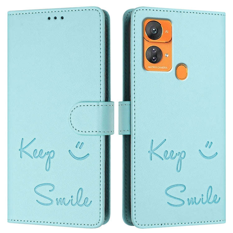 For Oukitel C33 Smile Embossing RFID Leather Phone Case