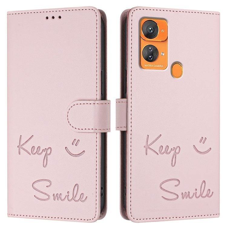 For Oukitel C33 Smile Embossing RFID Leather Phone Case