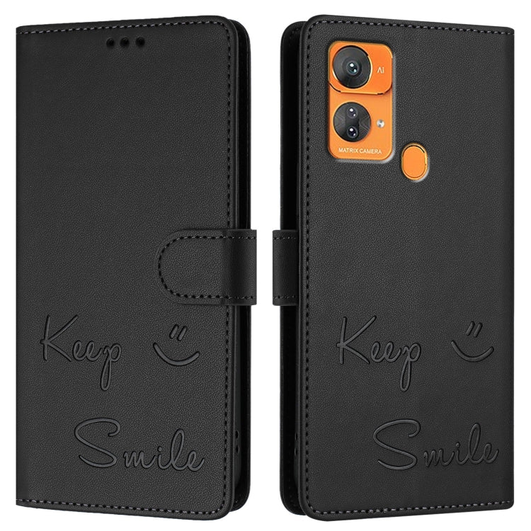 For Oukitel C33 Smile Embossing RFID Leather Phone Case