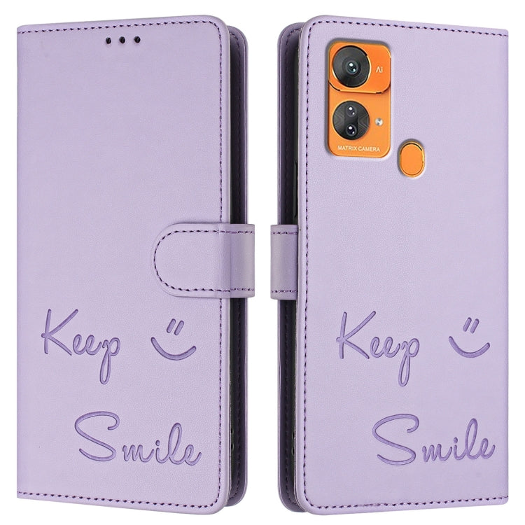 For Oukitel C33 Smile Embossing RFID Leather Phone Case