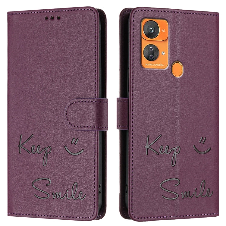 For Oukitel C33 Smile Embossing RFID Leather Phone Case