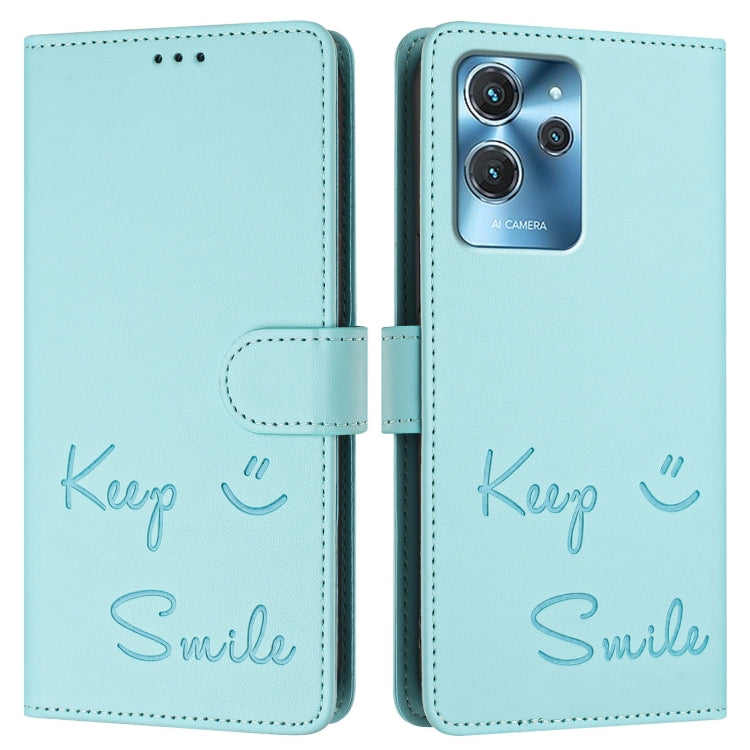 For Oukitel C32 Smile Embossing RFID Leather Phone Case