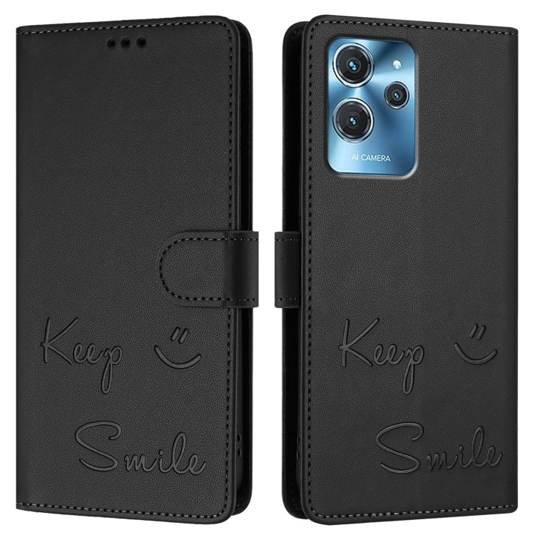 For Oukitel C32 Smile Embossing RFID Leather Phone Case