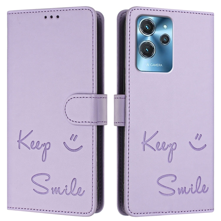 For Oukitel C32 Smile Embossing RFID Leather Phone Case